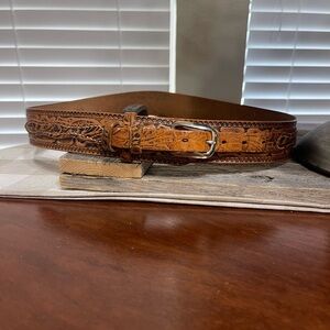 Vintage Cardat hand Tooled Leather Ranger Belt  Western